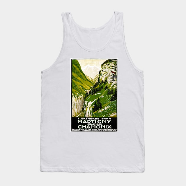 Vintage Travel Poster Martigny Chamonix Switzerland 1912 Tank Top by vintagetreasure